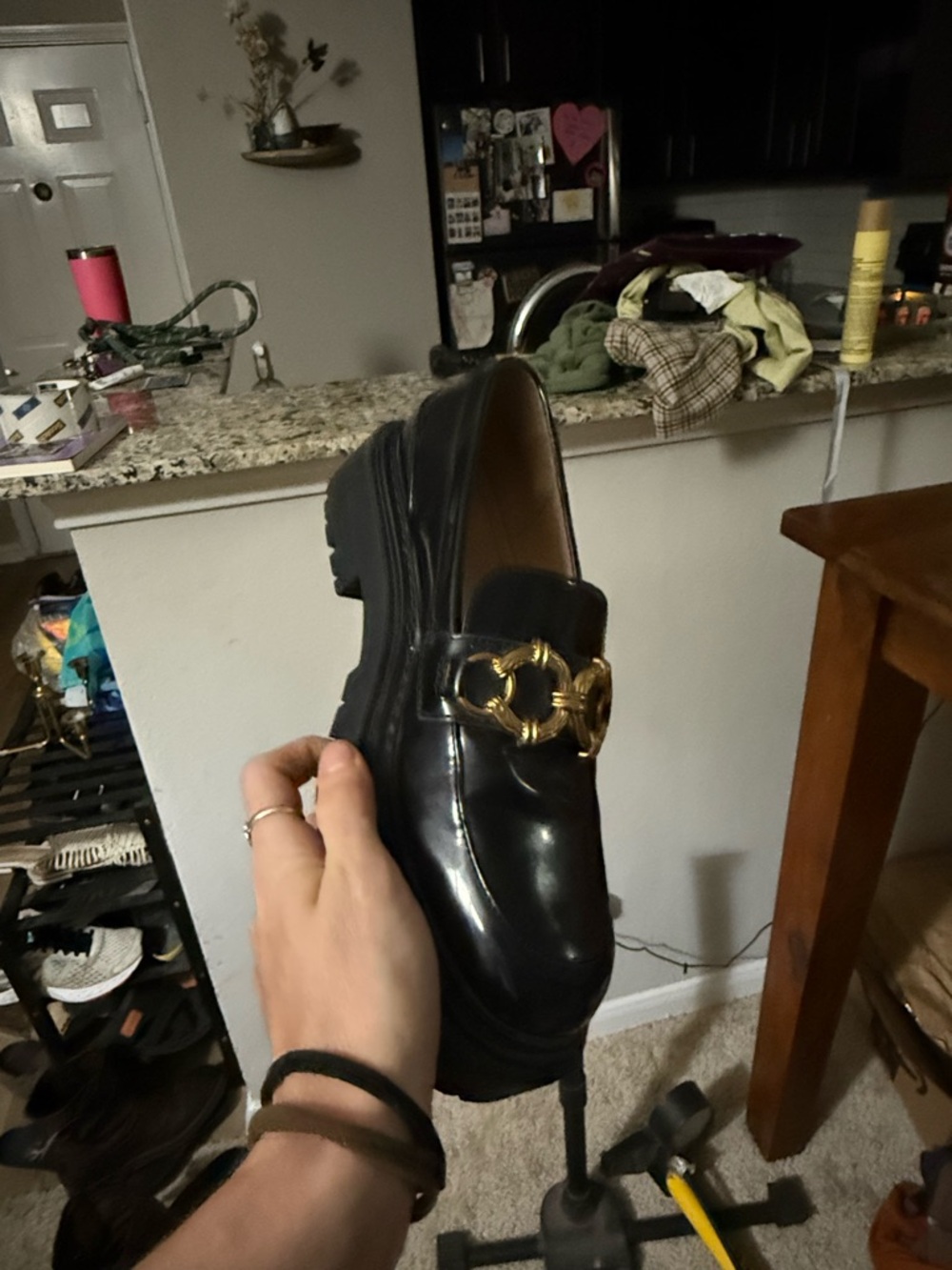 Circus NY Sam Edelman Brooklyn Platform Chain Loafer Lug Sole Black Gold Size 9